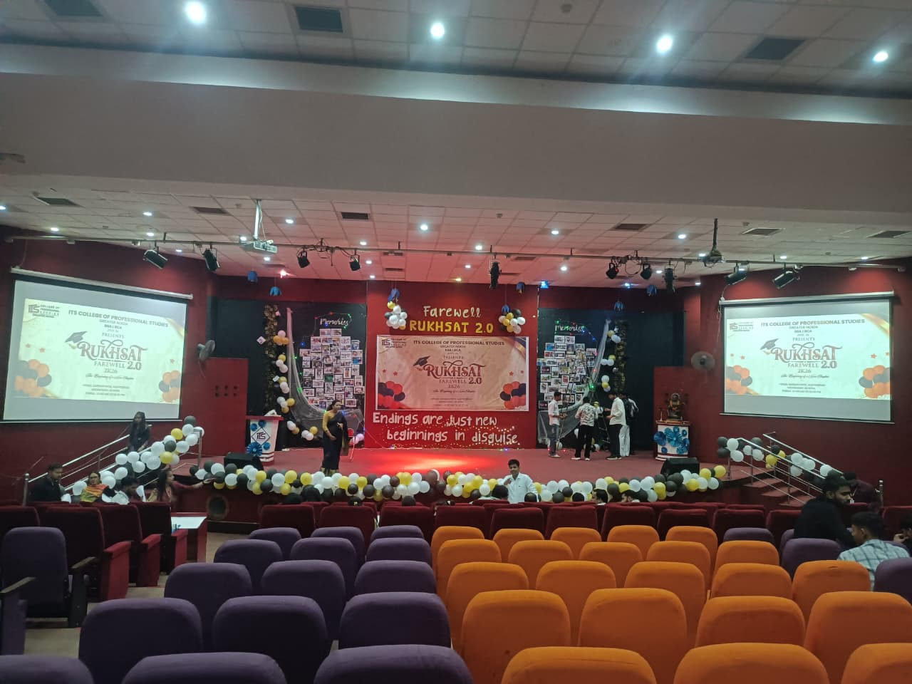 Rukhsat 2.0 Stage Decoration - How the stage looked at ITS College of Professional Studies Greater Noida Farewell 2026