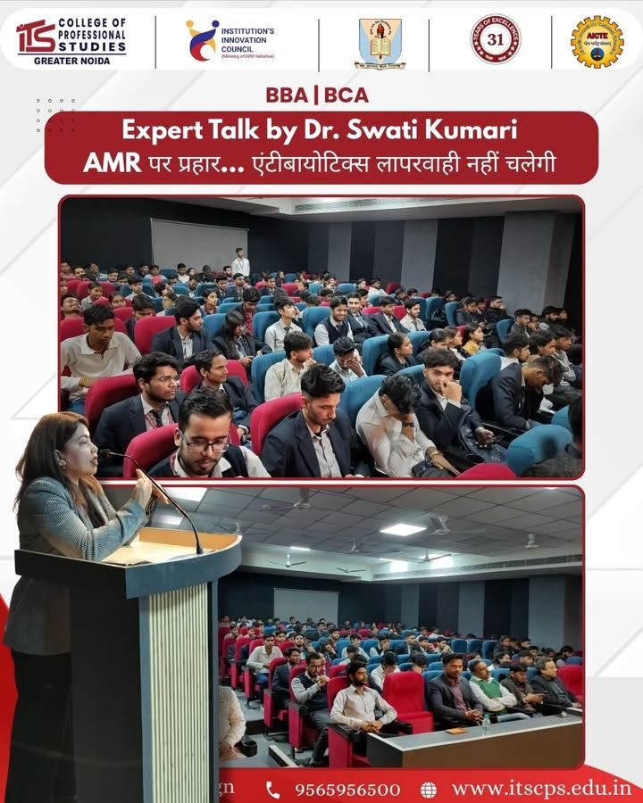 Dr. Swati Kumari expert talk on Antimicrobial Resistance AMR at ITS CPS Vivekanand Hall Greater Noida February 2026
