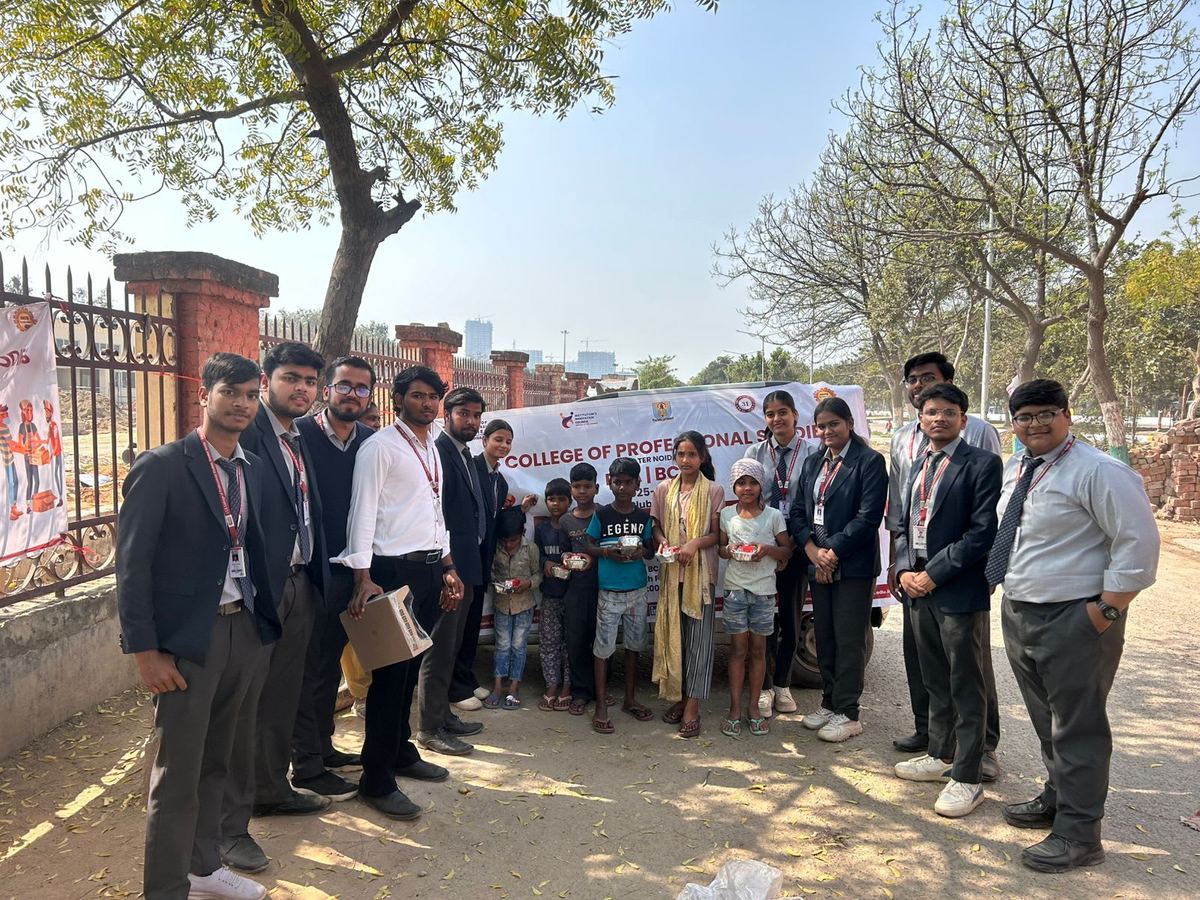 ITS CPS BBA BCA students organizing Food Donation Drive Greater Noida February 2026